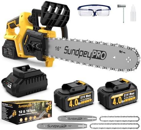 SundpeyPRO 21V Brushless 12+16 Pollici Motosega Elettrica a Batteria