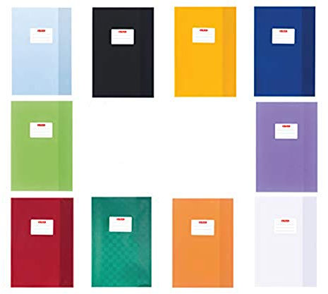 Herlitz 5204003 Hefthüllen, PP, Baststruktur, 100 my (1x Sortiert | 10 Farben)