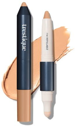 Trestique Concealer Crayon, Refillable Under Eye Concealer With Built-In Blending Sponge, Sustainable Clean Beauty Makeup