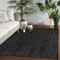 Seavish Outdoor-Teppich, 10.2x15.2 cm, waschbar, Küchenteppich, Schwarz und Weiß, gestreifter Teppich, Baumwollteppich, Bauernhaus-Dekor, wendbare Waschküche, Matte, Terrassenteppich, Veranda-Matte
