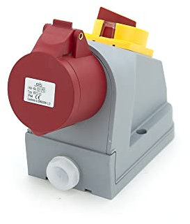 ELS Elektrotechnika Presa combinata da parete, distributore di corrente da parete, 1 x CEE 16A + interruttore principale 0-1, distributore di corrente cablato, per interni ed esterni, officine e