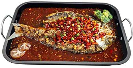 Poêle à Steak carrée en Fonte pour Barbecue à g, Four, Foyer et plaques à Induction 39 x 29 x 5,5 cm