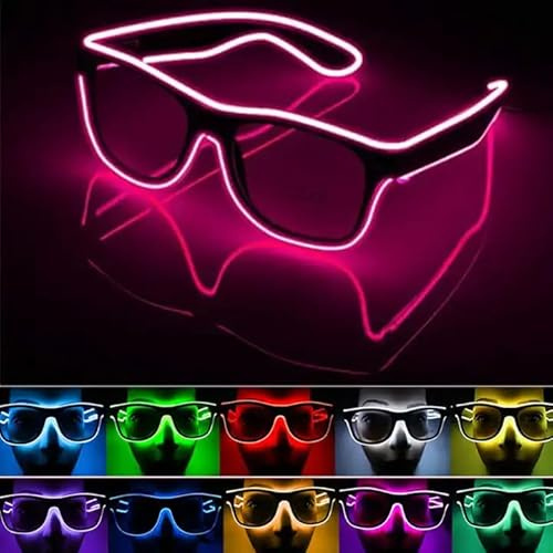 Shop-UP! Occhiali led colorati per feste, festival, concerti luminosi con telecomando, scegli il colore (Classico, Rosa)