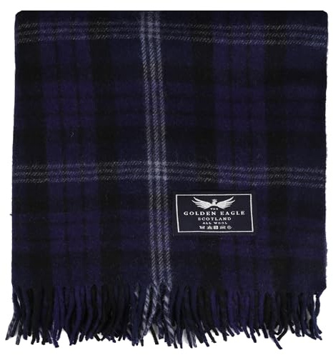 The Golden Eagle Scottish Tweed Wool Large Blanket Tartan Rug with Check Pattern for Warm Winter (Scottish Heritage)