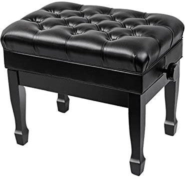 Banc de piano hydraulique en cuir véritable avec rangement de musique et système de levage automatique Tabouret de piano en bois massif