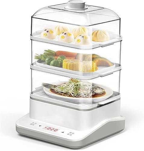 Vaporiera Elettrica da 18 Litri, Pentola for Cottura A Vapore di Verdure A 3 Livelli, Appuntamento 24 Ore, 8 velocità Regolabili, Ciotola for Riso Separata E Cestelli for Cottura