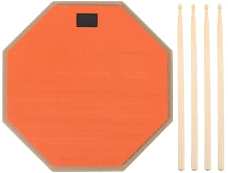 Almohadilla de Tambor Tranquila, Almohadilla de Práctica de Batería de 12 Pulgadas, Fondo contra el Polímero de EVA Antideslizante, con Tambores de 2 par (ORANGE)