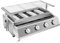 Barbecue à gaz à 4 brûleurs en acier inoxydable pour l'extérieur avec couvercle en acier et grilles de cuisson de 558 x 232 mm, argenté, portable pour jardin, terrasse et camping