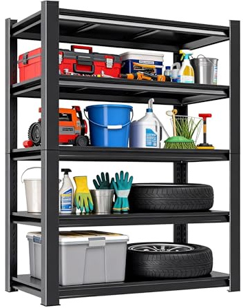 Notmise Metal Garage Shelving Unit, Heavy Duty 5-Tier Adjustable Storage Rack, Steel Shelving,2000 lbs Capacity, Industrial Shelves for Heavy Tools and Equipment (5-Tier 54 H x20 W x 14 D)