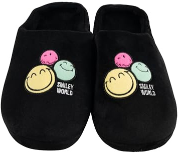 United Labels Smileyworld Pantoufles pour femme - Smiley - Pantoufles - Noir