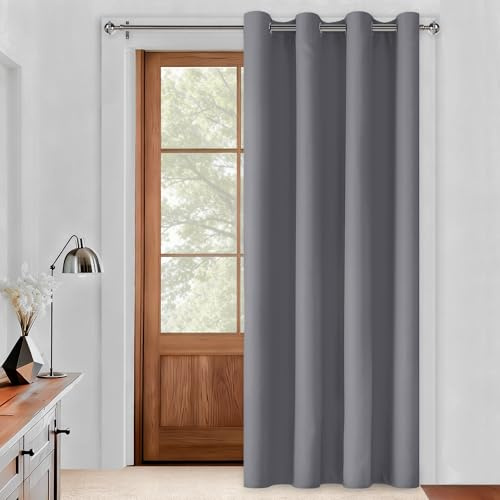 DWCN Verdunkelungsvorhang Blickdicht Grau H210xB132cm Türvorhang mit Ösen Thermovorhang Kälteschutz Raumteiler Vorhang Schallschutz Vorhänge Winddichte Gardine für Wohnzimmer,Schlafzimmer,Büro,1 Stück