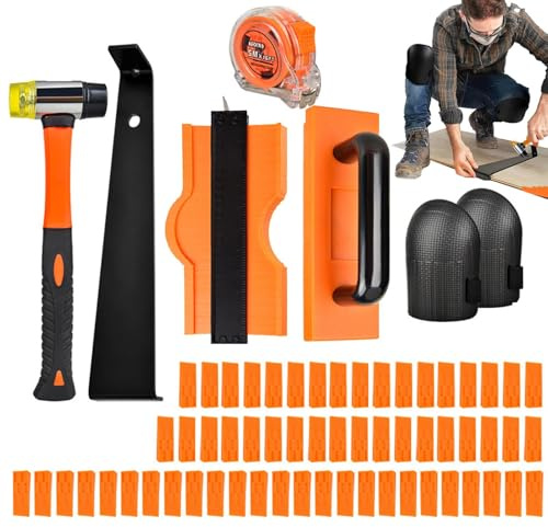Juego de herramientas de colocación de suelo - de goma y accesorios de bloque de golpeo | Juego de instalación para suelos laminados | Para la preparación del subsuelo, aislamiento acústico