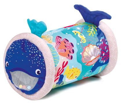 LUDI – Baby Roller Balena – Rullo Gonfiabile per attività – 6 attività sensoriali – Sviluppo motorio e coordinamento – a Partire dai 6 Mesi – 45 x 30 cm