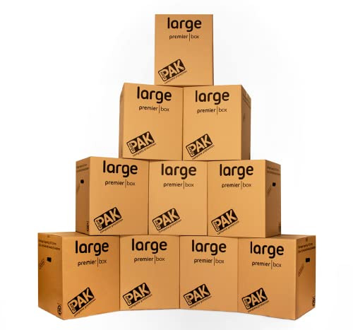 StorePAK Heavy Duty Large Storage Boxes / Strong Moving Box, 107 Litres - H540 x W446 x D446 mm (Pack of 10), Brown