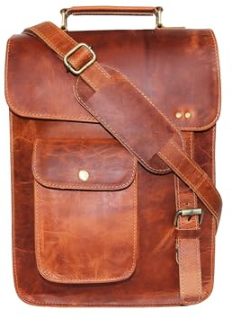 Jaald 33 cm echt Leder Laptoptasche Umhängetasche Schultertasche Kuriertasche FahrradTasche Schultasche Wasserdicht Vintage Herren Damen Geschenk XL Leather Messenger Bag
