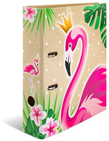 Herma 19393 motivmapp DIN A4 Tropical Flamingo Queen, 7 cm bred av stabil kartong med neoneffekt och innertryck, ringmappar, Briefordner, 1 mapp