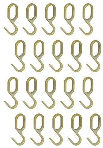 Gedotec Hängkrok för skåpstång oval skåprör | S-krok metall mässing guld-utseende | klädkrok för klädstång 30 x 15 mm | 20 stycken | design klädkrokar hängare för möbelstänger