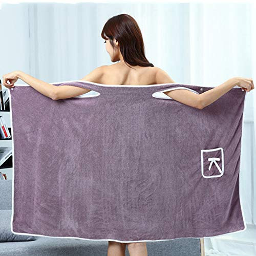 AJDGNL Sauna Kilt, Portátil Suave Toalla De Microfibra Vestido, Absorbente Y Secado Rápido Hombro Toalla De Baño De Algodón Puro Vestido De Albornoz, Falda De Playa Vestido De Albornoz, Púrpura, L