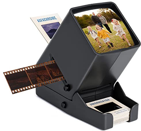 LED Diabetrachter für Alte Dias, 35mm Negativ und Diaprojektor Dia-Betrachter, mit 3-fache Vergrößernder und USB Stromkabel