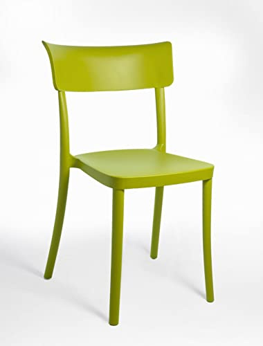 SARETINA - Sedia Polipropilene Colorata Design, da Esterno, Sala da Pranzo, Cucina e Bar - Impilabile - 9 colori (4, Verde Acido)