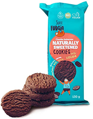 SUPER FUDGiO Biscuits sucré à l'agave | Ingrédients naturels - Sans huile de palme | grignotage sain | Cacao