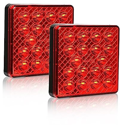 Yuanjoy 2 Stück LED Bremslicht Satz, Rote Nebelschlussleuchte mit E-mark, 12V 24V Wasserdicht Nebellichter für Anhänger - Quadrat 10 x10 cm