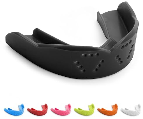 SISU 3D Youth Mouthguard, Charcoal Black - Pre-Formed, Easy Fit Protection for Lacrosse, Football, Hockey, Team Sports - Remoldable Up to 20 Times - Non Toxic