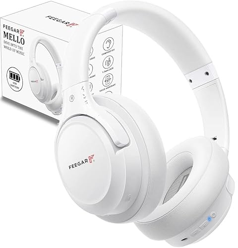Feegar Bluetooth-Kopfhörer über Ohr, 65 Stunden Spielzeit und 6 EQ-Musikmodi, kabellose Kopfhörer mit Mikrofon, HiFi-Stereo, faltbares leichtes Headset, tiefer Bass für Zuhause, Büro, Handy, PC