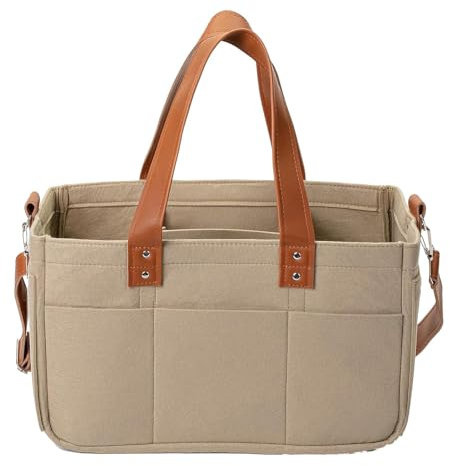 Ruwshuuk Bolsa de fieltro para pañales de gran capacidad, organizador de coche y guardería, organizador de pañales de viaje, cesta para cambiar pañales, juguetes, botellas, toallitas, libros