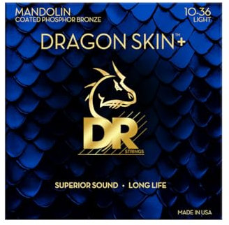 DR DMP-10 - DRAGON SKIN+™, Phosphorbronze-Mandolinensaiten, überlegener Klang mit angenehmer Haptik und längerer Lebensdauer, extra leicht 10–36