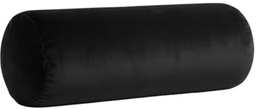 Kosiproducts Round Bolster Cushion Plush Velvet Pillow for Yoga Neck Relaxing Virgin Hollow Fibre Roll [60cmx20cm, Black]
