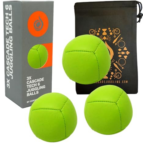 Cascade Juggling 3 x 110g Six Panel Thud Juggling Balls & Bag - Set of 3 Juggling Balls (Green)