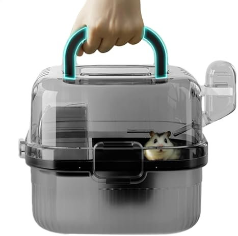 Ancsttu Igel-Transportbox, Hamster-Reisekäfig | Leichte Chinchilla-Trage mit Griff | Kleintier-Lebensraum mit Wasserflasche, großer Hamsterkäfig zum Einkaufen und Camping