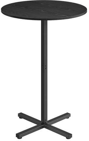 VASAGLE Bartisch, Stehtisch, Bistrotisch rund, Balkontisch Indoor, Kleiner hoher Tisch für Hausbar, Wohnzimmer und Esszimmer, Möbel, 60 x 60 x 104,5 cm, einfacher Aufbau, ebenholzschwarz LBT361B01