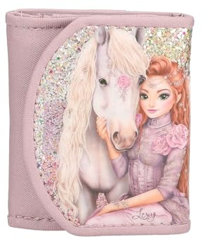 Depesche 13299 TOPModel Viva Violet - Portemonnaie in Lila, mit Model Motiv, Pferd und Glitzer, Geldbörse mit Magnetknopf