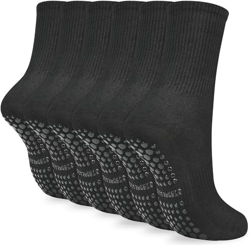 KOOOGEAR 3 Pairs Non Slip Yoga Grip Pilates Socks for Women Anti Slipper Breathable Grippy Cotton Socks for Ballet Workout Dance Fitness Trampoline