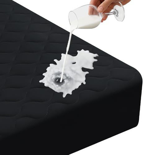 Ystyle Protector de Colchón Acolchado 140 x 200 cm, Negro | Funda Colchon Microfibra Transpirable y Anti Ácaros, Cubre Colchon Estira hasta 30 cm de Profundidad, Antimanchas Lavable