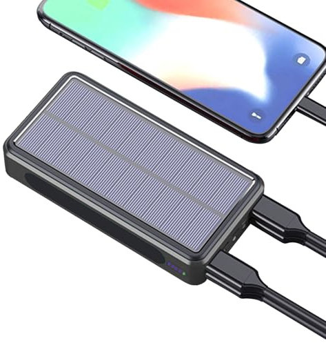 Batería externa solar | Batería externa solar para teléfono móvil – Carga hasta 4 dispositivos. Batería 20000 mAh impermeable para picnic, senderismo, camping,