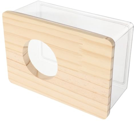 FRCOLOR Hamster Sand Bath Box with Plastic Basin and Wood Cover, Small Square Pet Bathtub for Hamster Cage Sand Bathing and Small Animal Nest