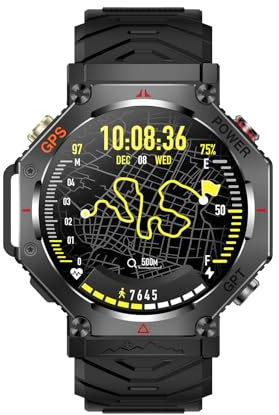 Plyisty Smart Sport Watch Fitness Tracker con GPS 30M Torcia Incorporata Impermeabile 100+ modalità Sportive Cardiofrequenzimetro per Uomo Donna (BLACK)