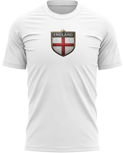England Mens T Shirt - St Georges Cross Shield Tshirt - English Football Rugby Tee for Dad Grandad Supporter