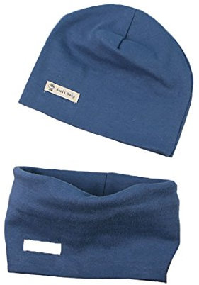PAADIYA Baby Strickmütze+ Loop Schal Set Baumwollmütze Weich Kinder Mode Beanie Mütze Nackenwärmer Halsbänder Halstuch Herbst Winter