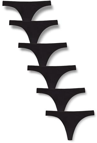 Amazon Essentials Damen Tanga-Unterwäsche Baumwolle, 6er-Pack, Schwarz, 44