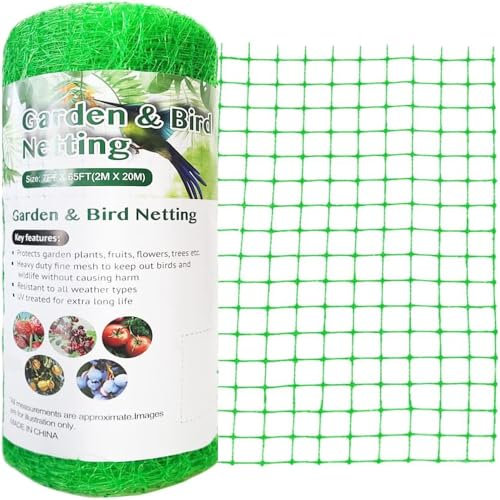 Vocray Garden Netting 2X20M, Anti Bird Netting Against Small Animals, Butterfly Netting Protect Plants, Vegetables, Fruit trees, 19x19mm Square Mesh Garden Net Pest Barrier.(Black).