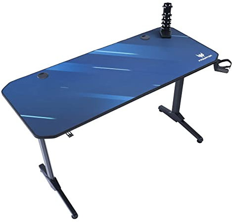 Acer Predator Gaming Tisch 140 x 60 cm - Gaming Schreibtisch mit Mauspadbezug, Ablage für Gamepads, Zwei Kabelführungen, Headset- und Getränkehalter