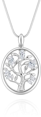 Silverhalsband Med Trädhänge Och Gnistrande Detaljer