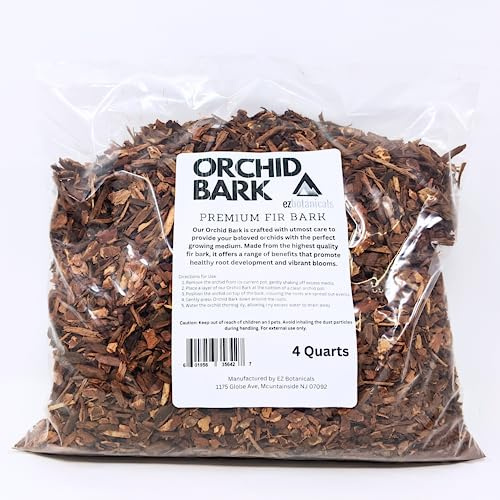 EZ Botanicals Orchid Fir Bark - Heat Treated - for Orchids, Bromeliads, Epiphytic Cacti, Carnivorous Plants, Anthuriums, Philodendrons, and Anthuriums (4 Quart)