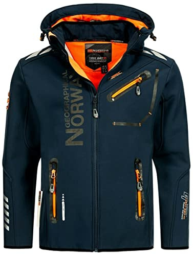 Geographical Norway Herren Herbst Winter Jacke Softshell Jacke Outdoor Regen Übergangs, Farbe:Navy, Größe:L