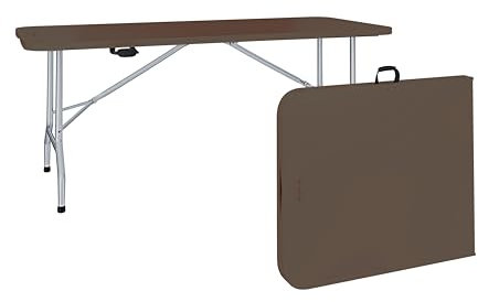 Tavolo Tavolino Pieghevole In Resina Dura Set Birreria Facile Trasporto Con Maniglia Ideale Terrazzo Campeggio Giardino Fiere Sagre Rettangolare 180 x 74 x 74 Cm (Marrone, Classico)