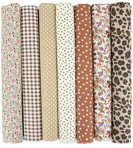 Sarini 7 Piezas de Tela de algodón de Patchwork de 50 x 50 cm, Paquete de Tela Artesanal de algodón, Patchwork para Bricolaje, Tela Acolchada Hecha a Mano, Tela de Diferentes Patrones (Tono - Gris)